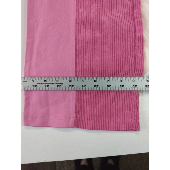 Two Tone Straight Leg Corduroy Panel Pants Bubblegum Pink Hight Waist L 29 - Picture 3 of 12